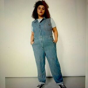 Wildfang - The Essentials Sleeveless High Waisted Coverall Jumpsuit Sz L